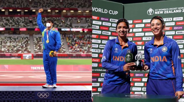 Just like Neeraj Chopra at the Tokyo Olympics, the India women's cricket team vice-captain, Smriti Mandhana wishes to experience a gold medal podium finish with her teammates at the upcoming Commonwealth Games in Birmingham. (Photos: Reuters/ ICC on Twitter)