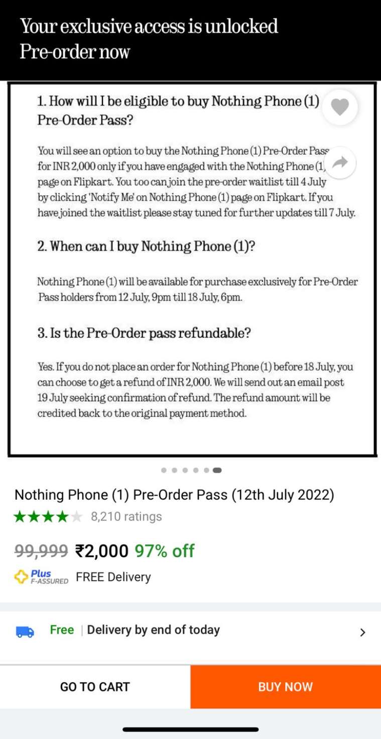 nothing phone 1 pre order pass