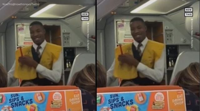 flight attendant sassy move, easyjet, flight attendant dance, safety measures, flight, indian express