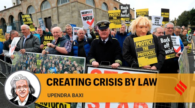 Upendra Baxi writes: The UK PM, who jointly with the EU created the Protocol, now wishes to undo it by appealing to the fragility of peace in Northern Ireland.(AP/File)