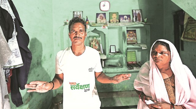 Bobby Khare with his wife in Mathura. (Express Photo by Gajendra Yadav)