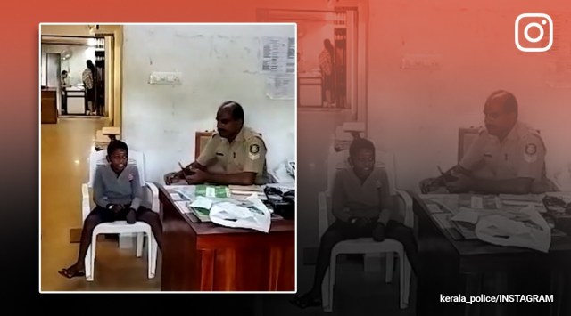 boy sings in police station, boy sings folk song with cops, kerala police, indian express