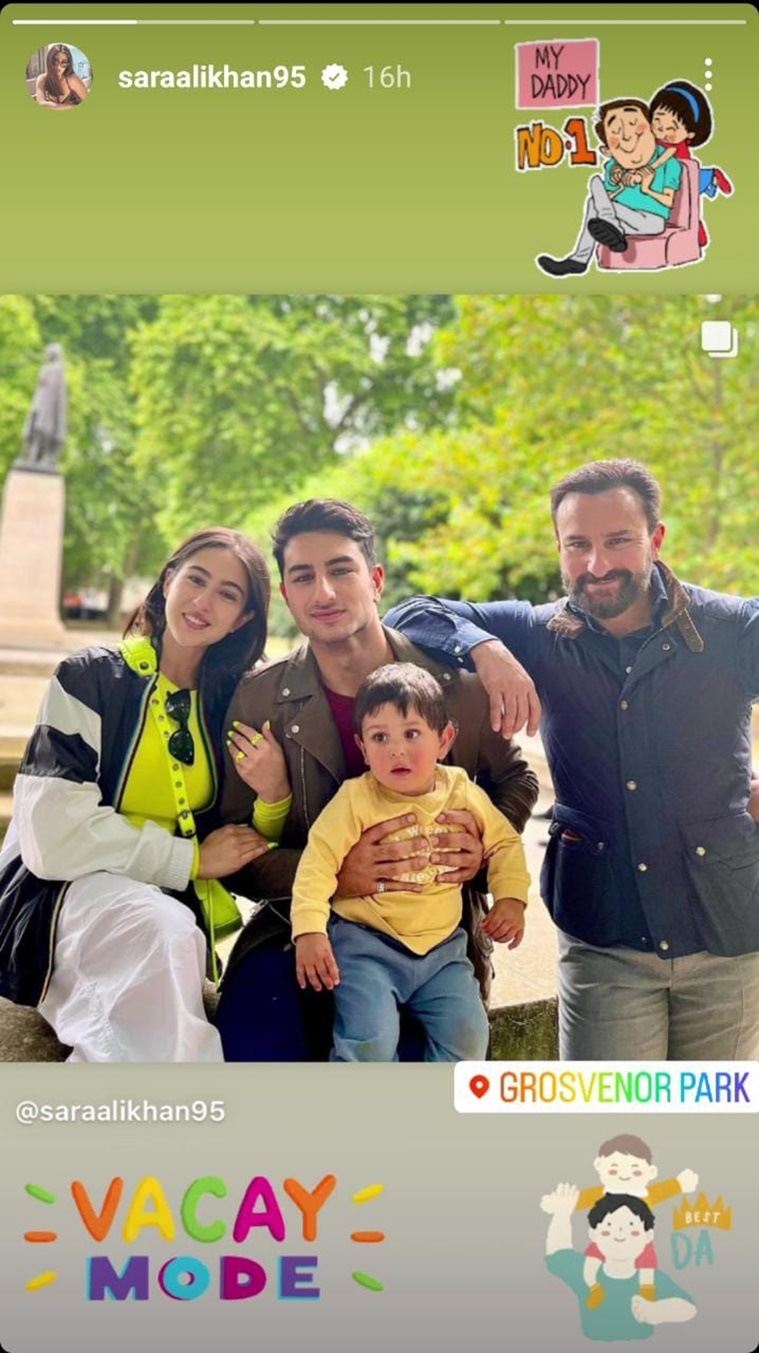 Sara Ali Khan, Sara Ali Khan London, Sara Ali Khan and Ibrahim Ali Khan, Sara Ali Khan London photos, Pataudi family London, Saif Ali Khan, Saif Ali Khan children, Jeh, indian express news