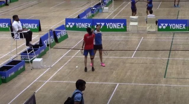 Tara (in blue) and Devika Sihag (in red) after their match. (Credit: Youtube/Screengrab))