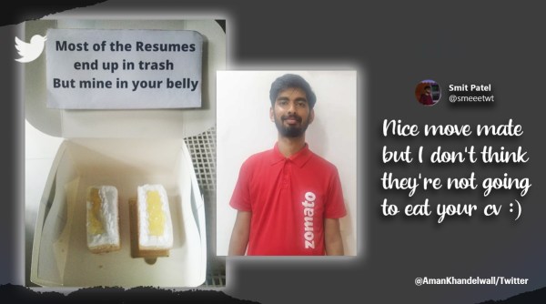 zomato, job seeker, job seeker wears zomato uniform, Bengaluru, job application, indian express