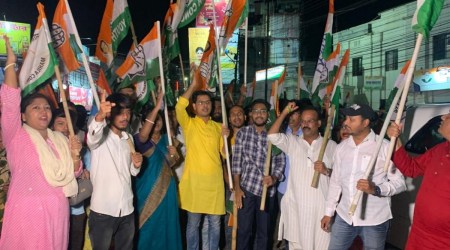 Youth Congress and NSUI holds protest rally at Agartala against the alleged attack. (Express Photo by Debraj Deb)