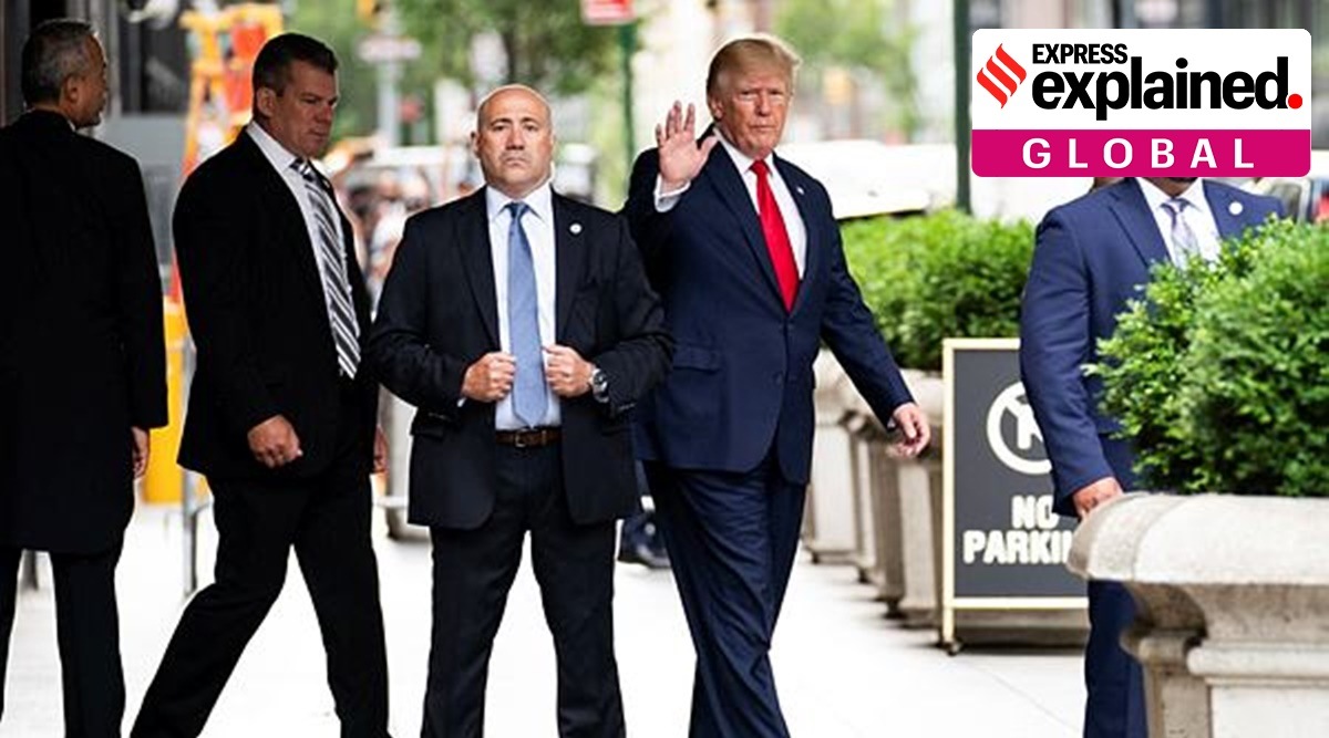 Former US President Donald Trump waves as he departs Trump Tower, on Wednesday, August 10, in New York, on his way to the New York attorney general's office for a deposition in a civil investigation. (AP Photo/Julia Nikhinson)