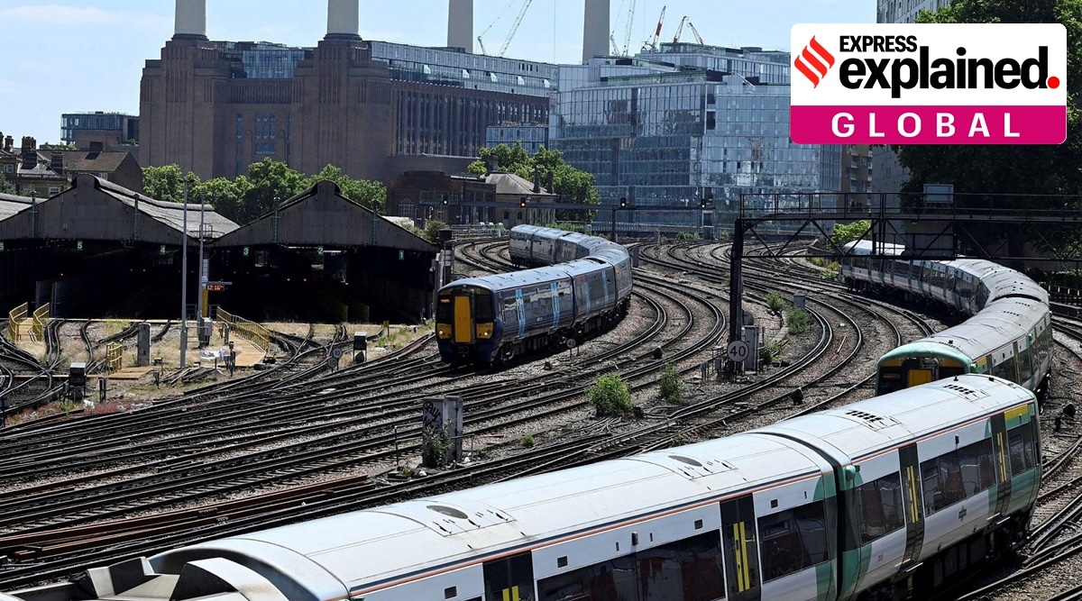 Trains are seen with Battersea Power Station behind near Victoria Station, in London, Britain, (REUTERS, file)