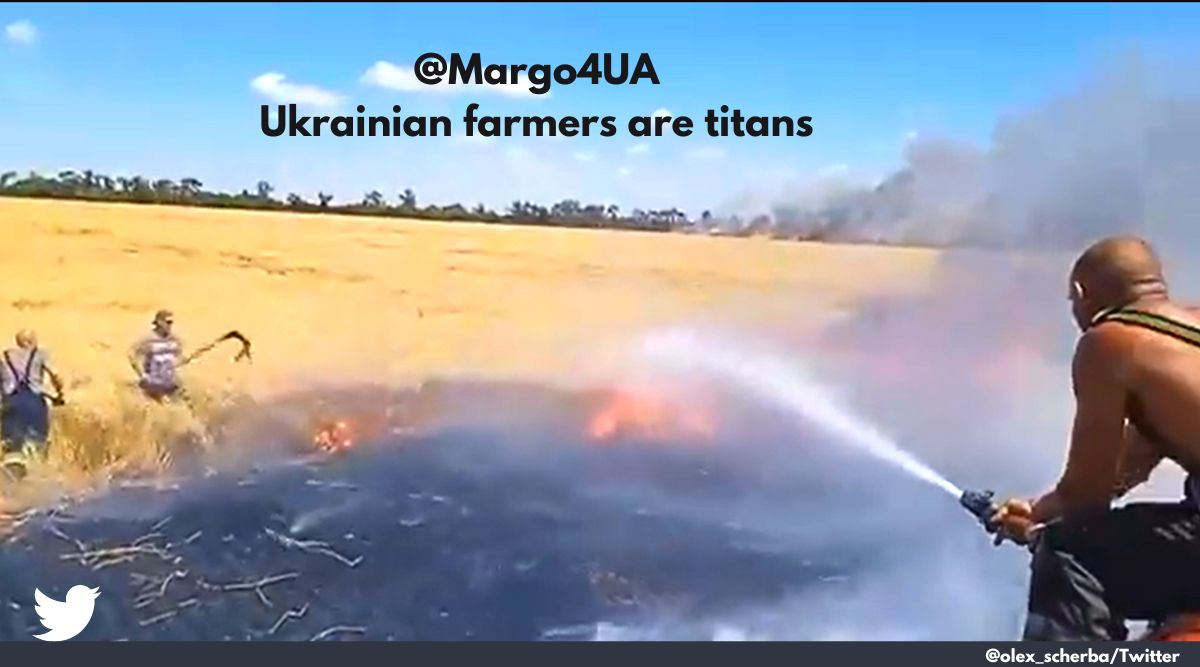 Watch: Ukrainian farmers save harvest from fire caused by Russian shelling