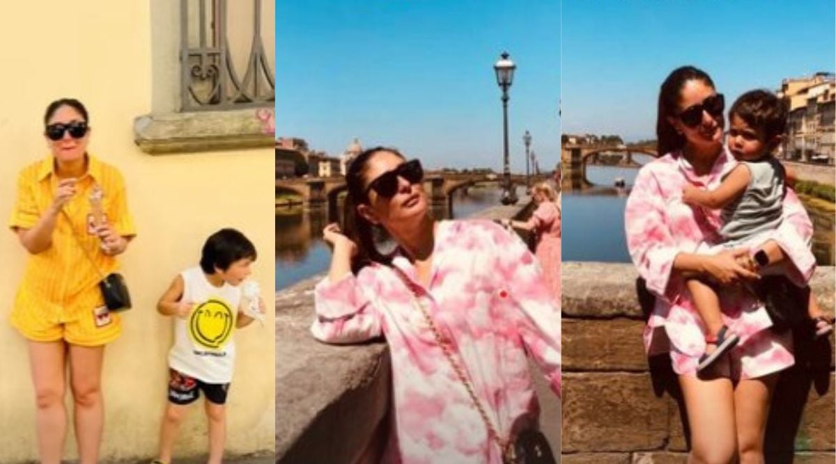 Saif Ali Khan e suo figlio Taimur cavalcano una boa di unicorno rosa in una foto esilarante dello scherzo delle vacanze italiane di Kareena Kapoor