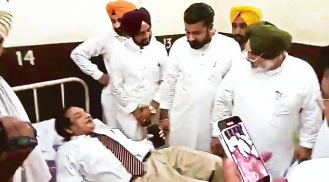 Videograb of Dr Raj Bahadur on the hospital bed. 