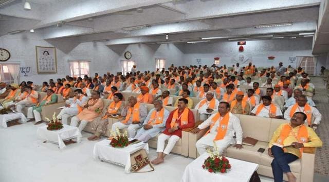 BJP party workers and leaders at training camp in Mount Abu. (Twitter/BJP Rajasthan)