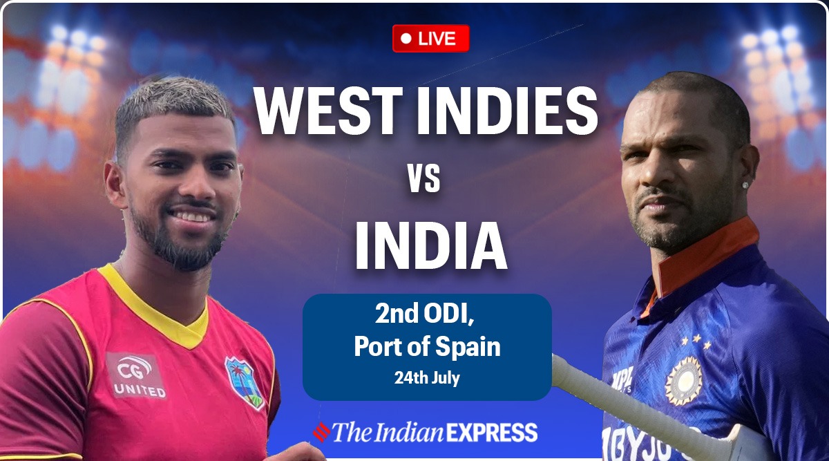 IND vs WI 2nd ODI Live Score Updates: शिखर धवन मेयर्स के शानदार कैच के बाद लौटे