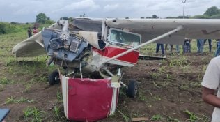 Trainer aircraft crash-lands on field, pilot sustains minor injury