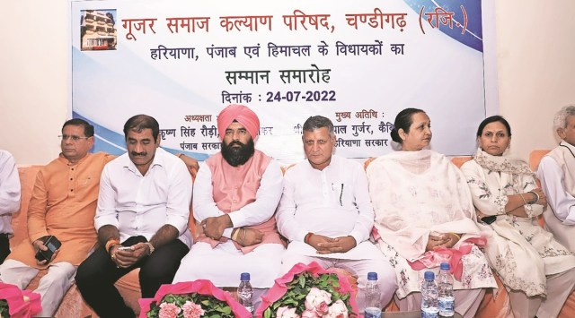 Gurjar MLAs in Chandigarh. (Express Photo)