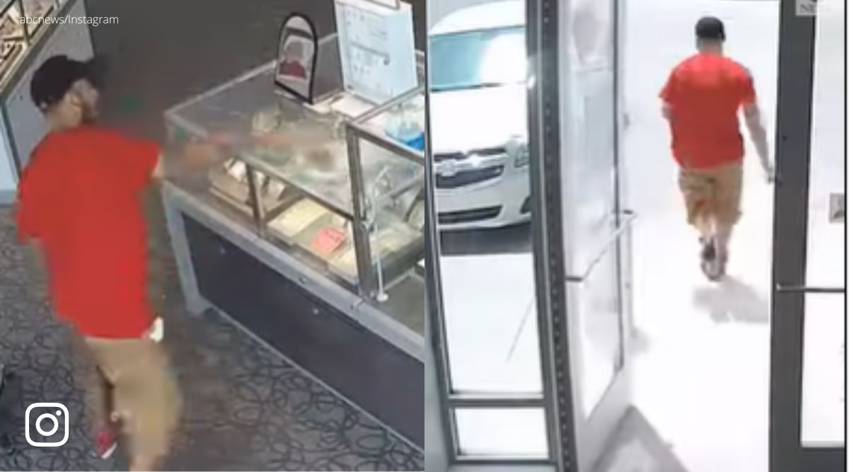 man tries to rob jewellery, robbery failure, man throws brick at jewellery display case, robbery, indian express