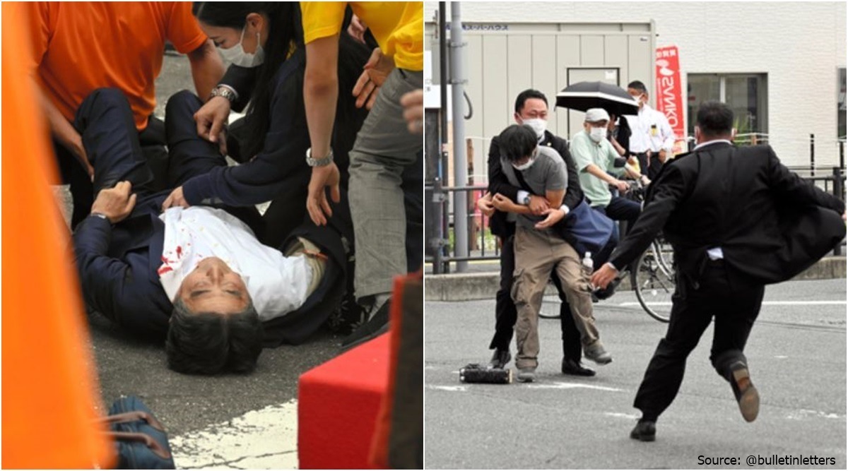 Shinzo Abe, former Japan Prime Minister, was shot at in Nara city on July 8, 2022. A suspect was apprehended at the scene. (Photo via Twitter/@bulletinletters)