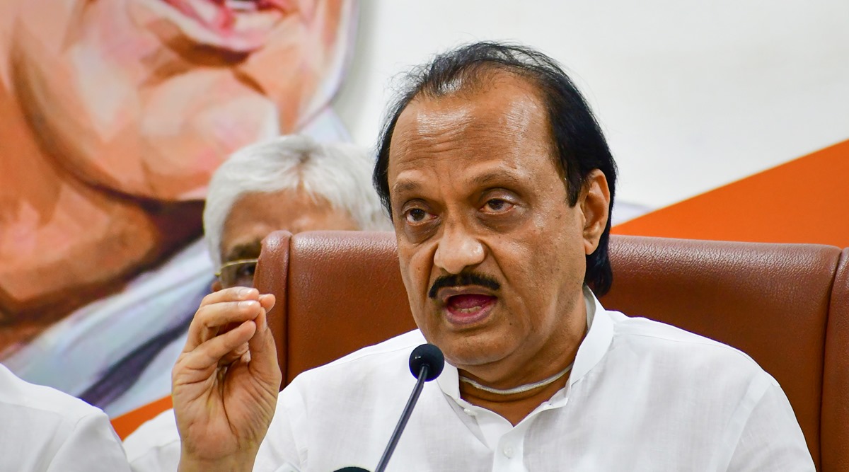 Leader of Opposition in Maharashtra Assembly Ajit Pawar addresses the media, at NCP office in Mumbai, July 25, 2022. (PTI Photo)   