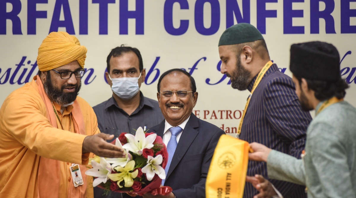 NSA Ajot Doval, Ajit Doval, Ajit Doval news, religious animosity india, religious divide india, religious harmony in india, india religions, Constitution Club, AISSC Ajot Doval, indian express