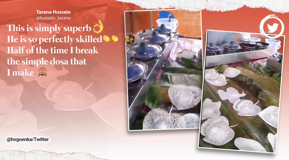 appam, Harsh Goenka, appam in shape of bird, butterfly, appam making video, appam viral video, chef makes appam in different shapes, indian express