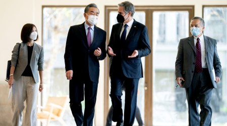 US Secretary of State Antony Blinken meets Chinese Foreign Minister Wang Yi during a meeting in Nusa Dua, Bali, Indonesia (Reuters)