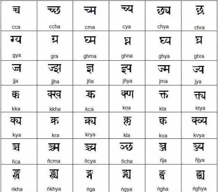 hindi conjoined consonants