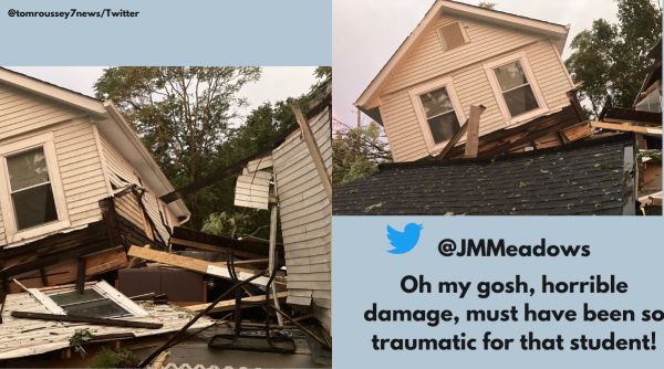 Strong winds rip house into two USA, House split into two USA, Strom breaks house into two in America, House breaks down in two pieces due to strong winds, Indian Express
