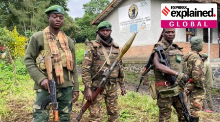 Armed Forces of the Democratic Republic of the Congo (FARDC) hold position following renewed fighting in Kilimanyoka, outside Goma in the North Kivu province of the Democratic Republic of Congo June 9, 2022. Picture taken June 9, 2022. (REUTERS/Djaffar Sabiti)
