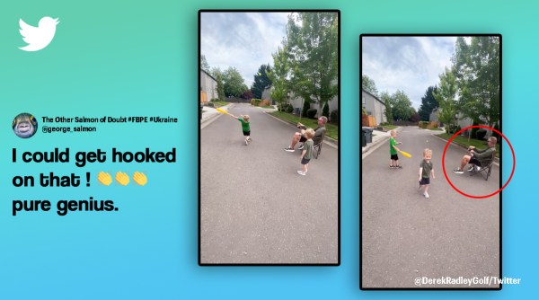 Dad devices clever way to practice ball, viral dad hack, dad attaches ball to fishing rod in clever hack, viral life hack, viral video, Indian express