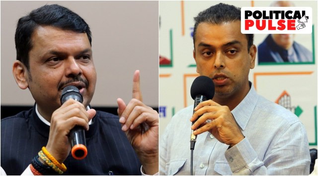 Maharashtra deputy CM Devendra Fadnavis and Milind Deora (R). (Express)