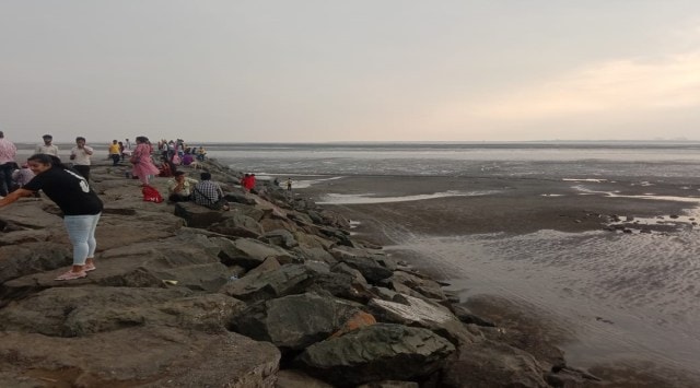 The black sand at the Dumas Beach. (Express photo: Yashee)
