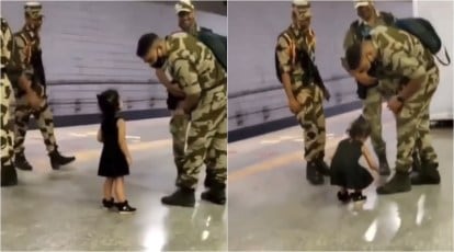 Cisf Sex Vidies - Video of a little girl touching the feet of a jawan leaves netizens  emotional online | Trending News,The Indian Express