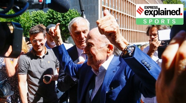 Former FIFA President Sepp Blatter reacts as he speaks to the media after a trial at the Swiss Federal Criminal Court in Bellinzona, Switzerland July 8, 2022. REUTERS/Arnd Wiegmann