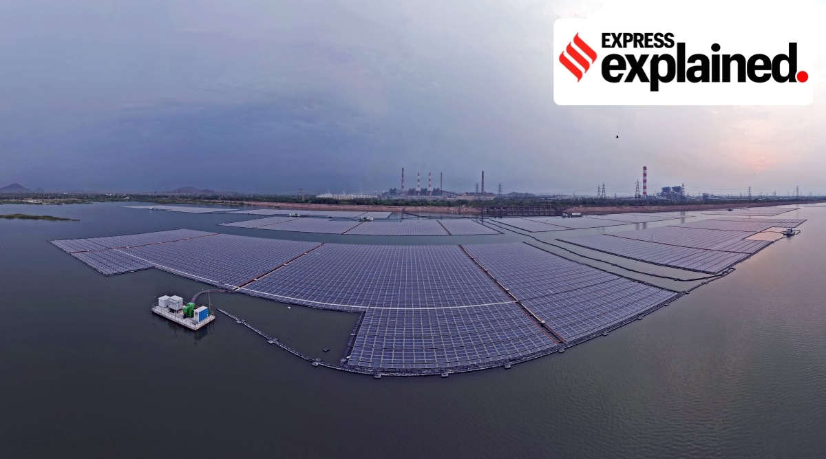 At Ramagundam, the solar modules are placed across 500 acres on floaters manufactured with high-density polyethene material that keeps floating irrespective of water-level fluctuations. (Photo: NTPC)