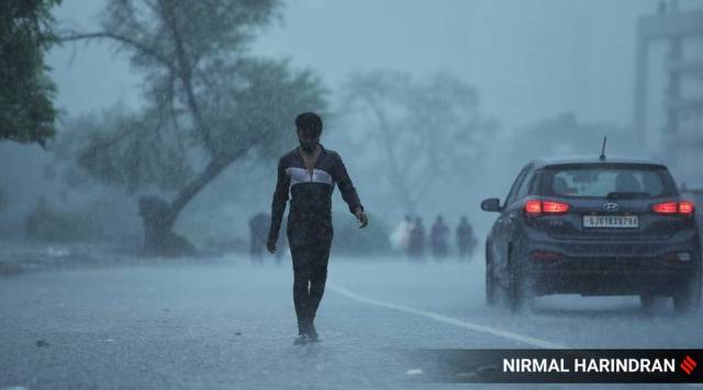 A Maharashtra police official said the motorists after knowing that they would get stuck for hours decided to wait at the nearby dhabas and hotels at the border till the roads are clear and traffic movement is restored.(Express Photo)
