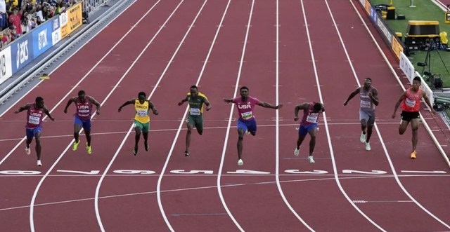 Final moments of the World Athletics Championships 2022 - Men’s 100m Finals. (Photo: AP)