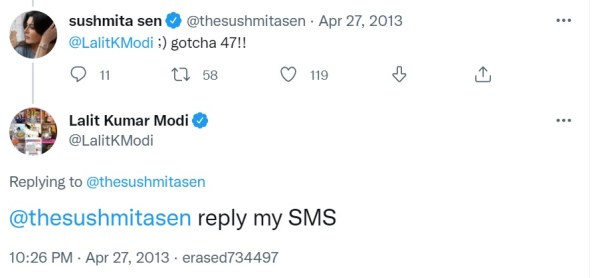 Quando Lalit Modi, Sushmita Sen è andato in vacanza in tutta Italia nel 2010, ha promesso di incoraggiarla “sempre” nei tweet che sono riemersi.