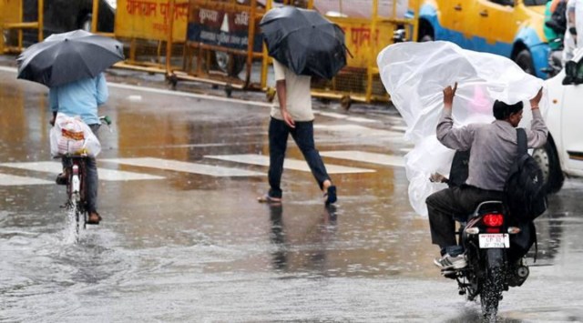 The IMD issued a nowcast warning at 11 am of "light thunderstorm with lightning and surface wind 30- 40 kmph (in gust) accompanied with heavy rain at isolated places in the districts of Narmada, Dang, Tapi, Surat and Bharuch". (Express file photo)