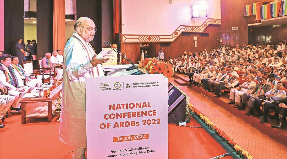  Union Minister for Home Affairs and Cooperation Amit Shah addresses the National Conference of ARDBs - 2022, in New Delhi. (PTI Photo)(PTI07_16_2022_000201B)