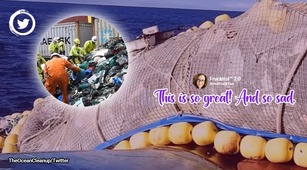 Ocean plastic, Ocean plastic pollution, The Ocean Cleanup NGO, NGO removes 100,000kg of plastic from Great Pacific Garbage Patch, 100,000 kg plastic removed from ocean, Indian express