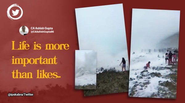 oman, oman beach high wave, oman beach indians washed away, viral videos, indian Express