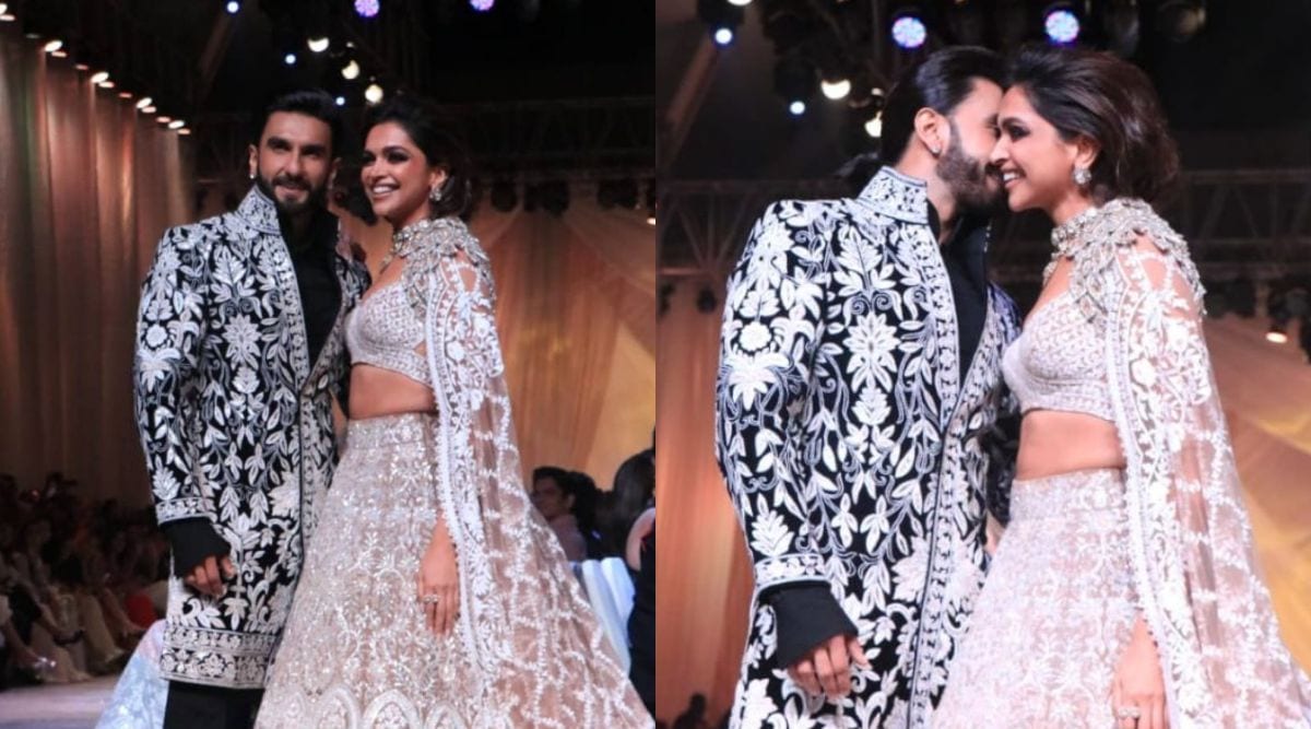 Ranveer Singh kisses Deepika Padukone on the ramp walk at Manish