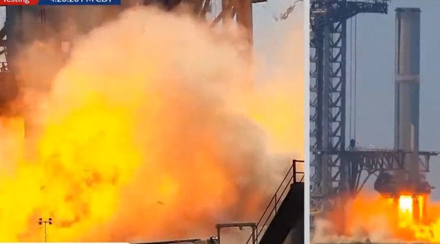 Screenshot from a livestream of the SpaceX booster launch