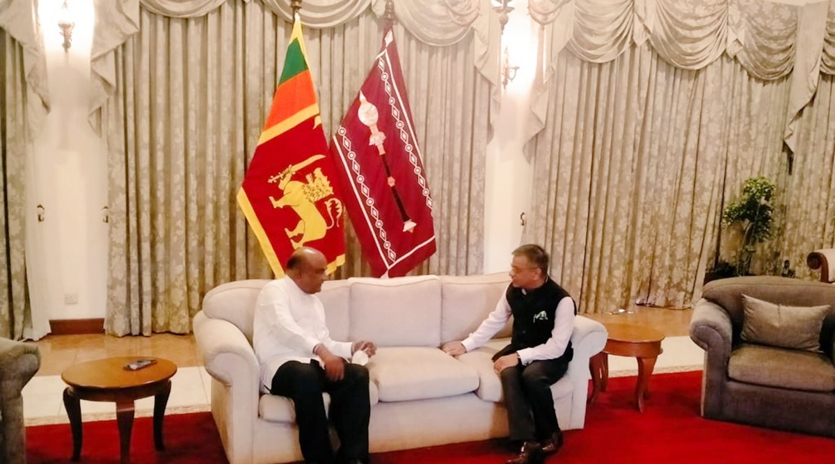 Sri Lankan Parliament Speaker Mahinda Yapa Abeywardena with India's High Commissioner Gopal Baglay. (Twitter/@IndiainSL)