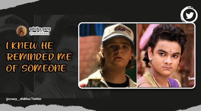 Stranger Things characters with their Indian doppelgangers, Indian look-alikes of Stranger Things characters, Dustin Stranger Things Duryodhan Mahabharat, Viral tweet Stranger Things, Indian Express