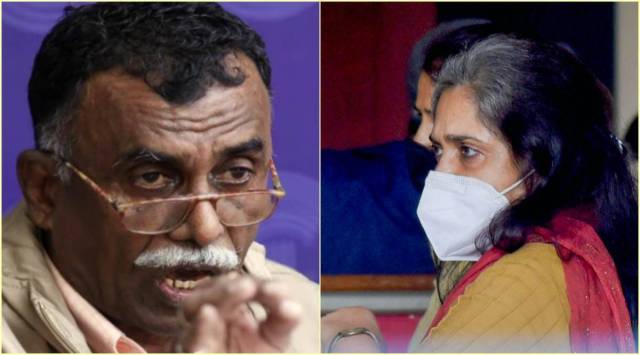 R B Sreekumar and Teesta Setalvad. (File/PTI photo)
