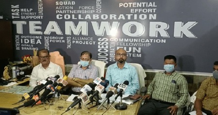 Tripura State Covid nodal officer Dr. Dip Kumar Debbarma speaks to media at Agartala on Monday (Screengrab)
