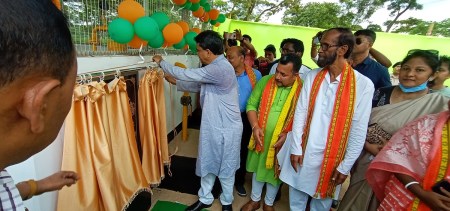 Tripura CM Dr Manik Saha inaugurated the state’s first gas-based tea processing centres at Durgabari tea estate in West Tripura. (Express photo)
