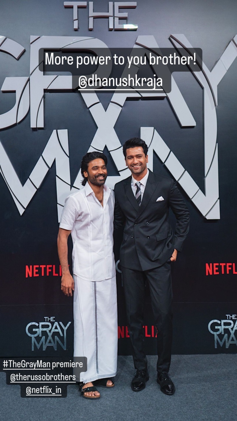 Dhanush Wears Veshti For 'The Gray Man' Mumbai Premiere, Poses