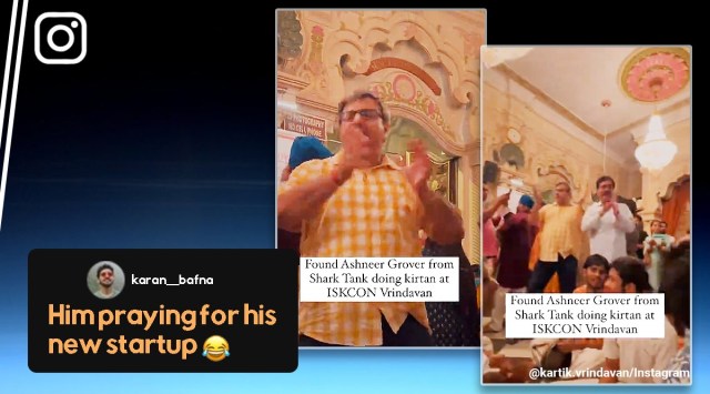 Ashneer Grover, Ashneer Grovers doppelganger, Ashneer Grover’s lookalike dances to bhajan, Viral video Ashneer Grover Bharat Pe, Ashneer Grover lookalike ISKCON vrindavan, Indian Express